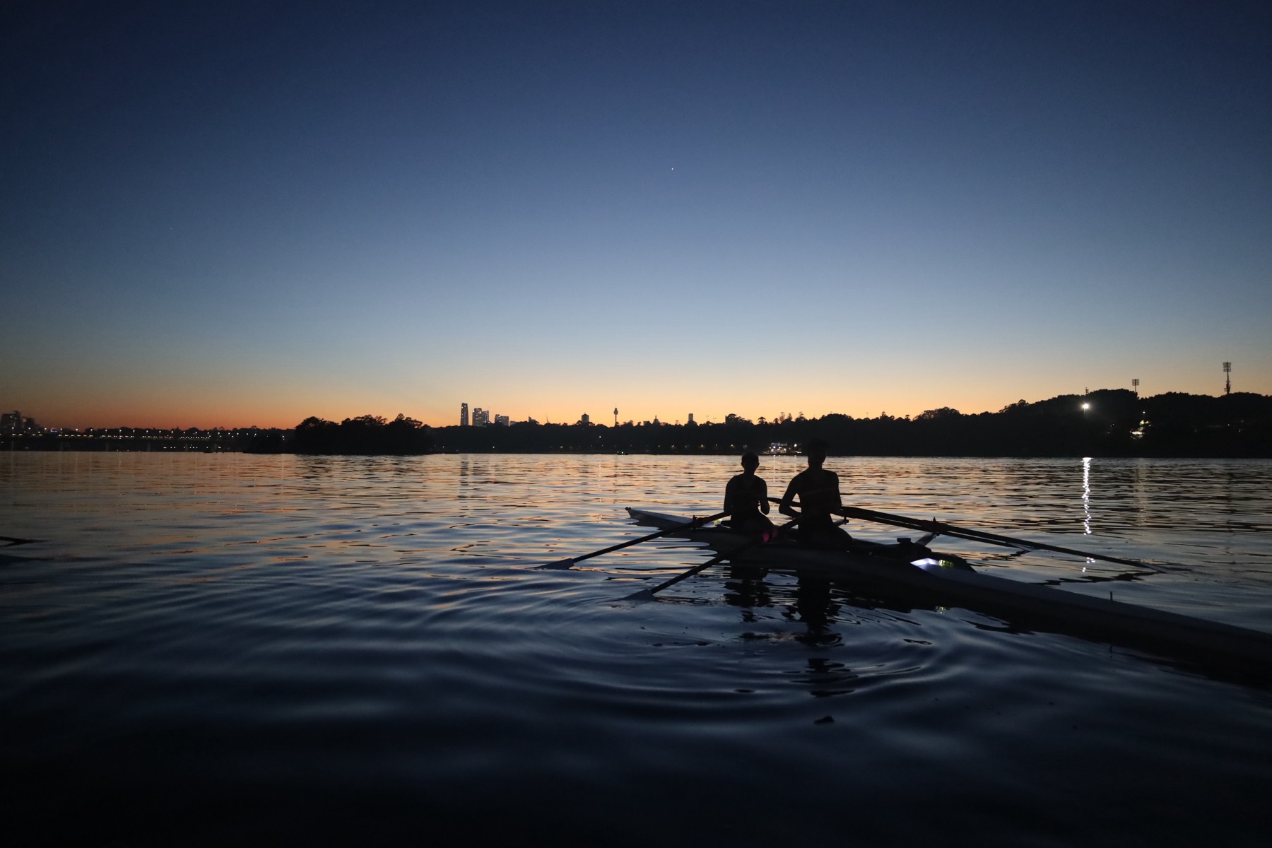Rowers on the water during a sports shoot