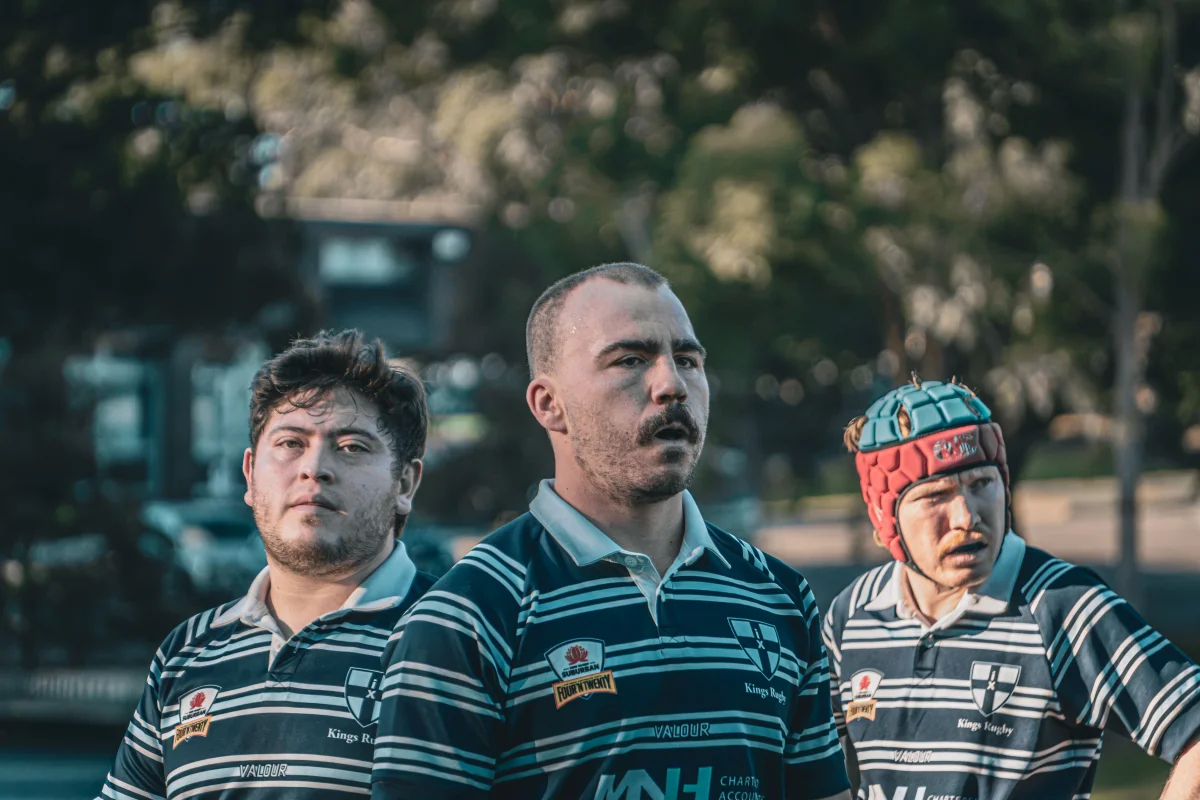 King's Rugby players preparing for a match